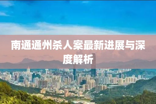 南通通州杀人案最新进展与深度解析