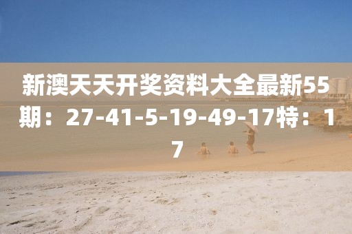 新澳天天开奖资料大全最新55期：27-41-5-19-49-17特：17