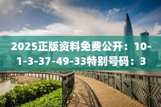 2025正版资料免费公开：10-1-3-37-49-33特别号码：3