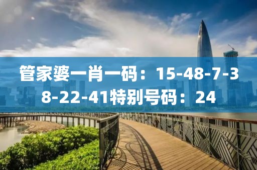 管家婆一肖一码：15-48-7-38-22-41特别号码：24