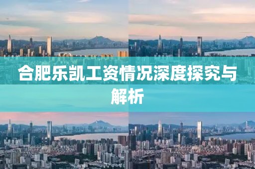 合肥乐凯工资情况深度探究与解析