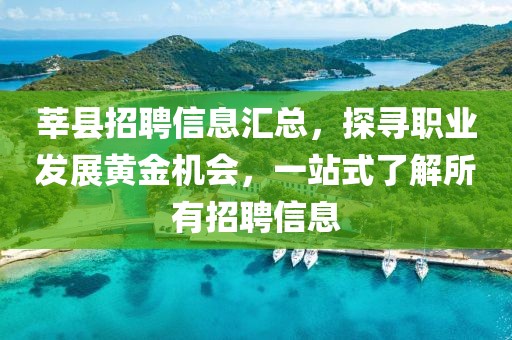 莘县招聘信息汇总，探寻职业发展黄金机会，一站式了解所有招聘信息