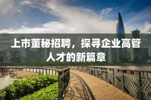 上市董秘招聘，探寻企业高管人才的新篇章