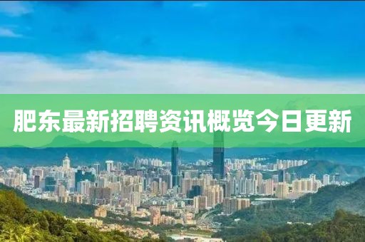 肥东最新招聘资讯概览今日更新