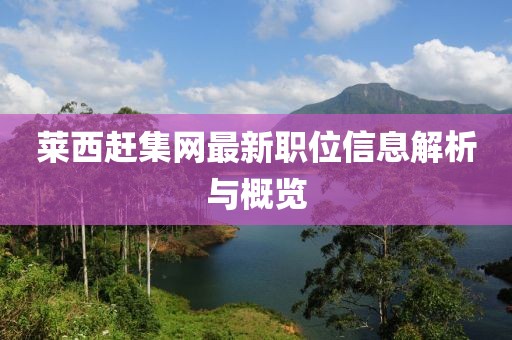 莱西赶集网最新职位信息解析与概览