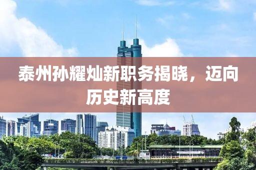 泰州孙耀灿新职务揭晓，迈向历史新高度