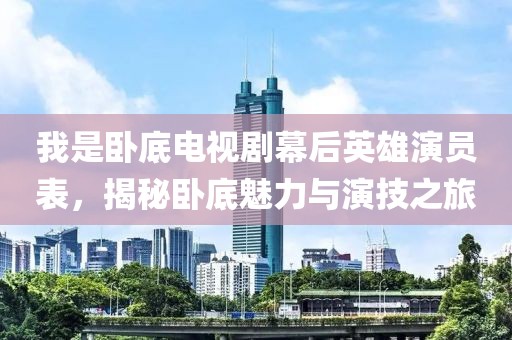 我是卧底电视剧幕后英雄演员表,揭秘卧底魅力与演技之旅