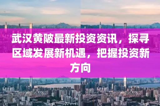 武汉黄陂最新投资资讯,探寻区域发展新机遇,把握投资新方向