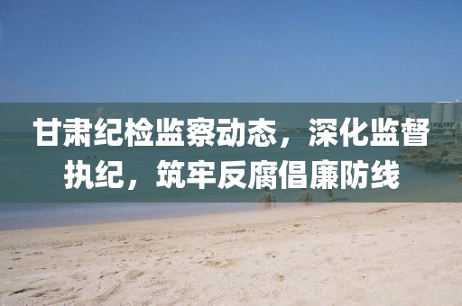 甘肃纪检监察动态，深化监督执纪，筑牢反腐倡廉防线