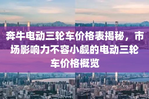 奔牛电动三轮车价格表揭秘,市场影响力不容小觑的电动三轮车价格概览