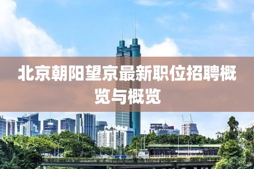 北京朝阳望京最新职位招聘概览与概览