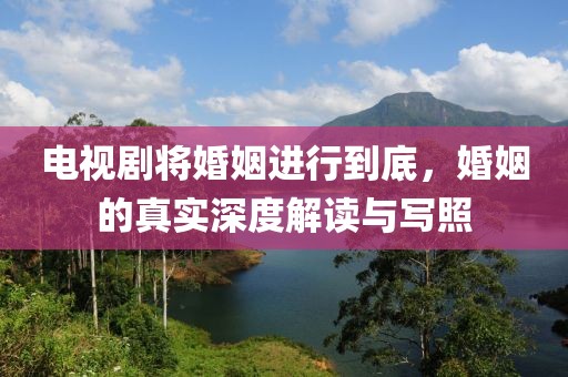 电视剧将婚姻进行到底，婚姻的真实深度解读与写照