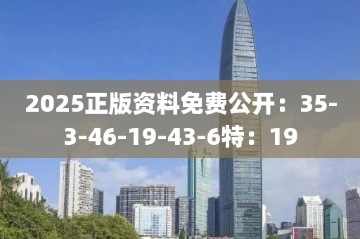 2025正版资料免费公开：35-3-46-19-43-6特：19