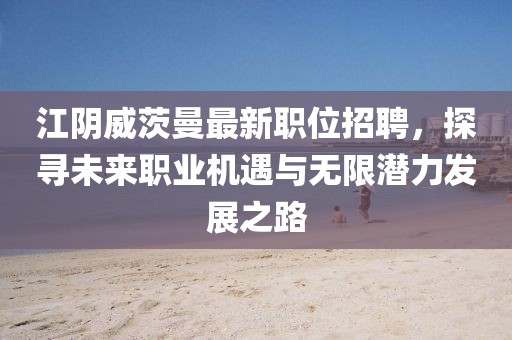 江阴威茨曼最新职位招聘，探寻未来职业机遇与无限潜力发展之路