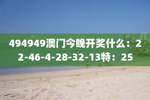494949澳门今晚开奖什么：22-46-4-28-32-13特：25