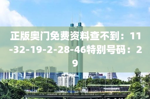 正版奥门免费资料查不到：11-32-19-2-28-46特别号码：29